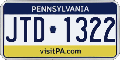 PA license plate JTD1322