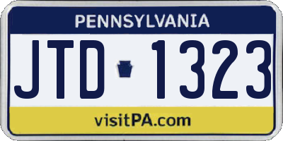 PA license plate JTD1323
