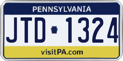 PA license plate JTD1324