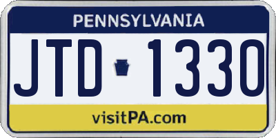 PA license plate JTD1330