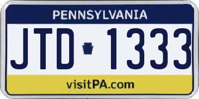 PA license plate JTD1333