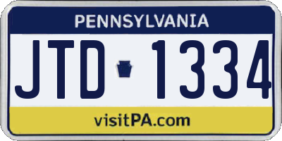 PA license plate JTD1334