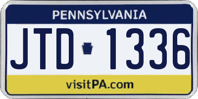 PA license plate JTD1336