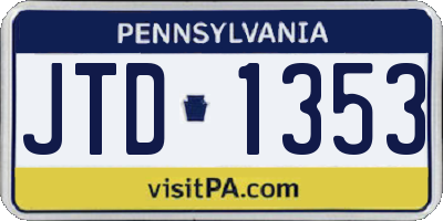 PA license plate JTD1353
