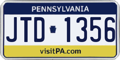 PA license plate JTD1356