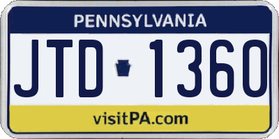PA license plate JTD1360