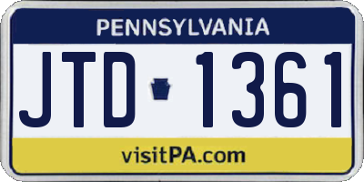 PA license plate JTD1361