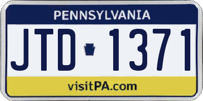 PA license plate JTD1371