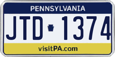 PA license plate JTD1374