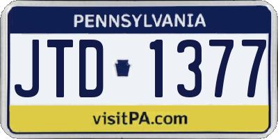 PA license plate JTD1377