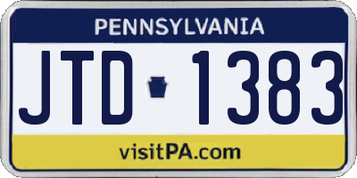PA license plate JTD1383
