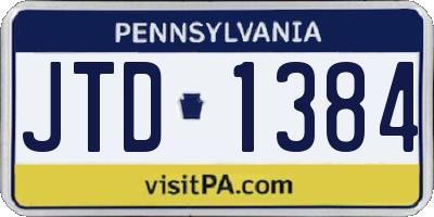 PA license plate JTD1384
