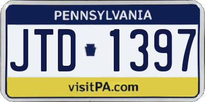 PA license plate JTD1397