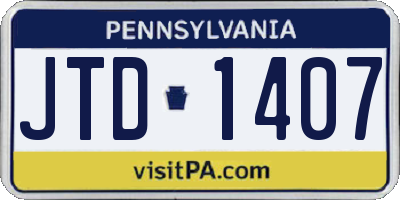 PA license plate JTD1407