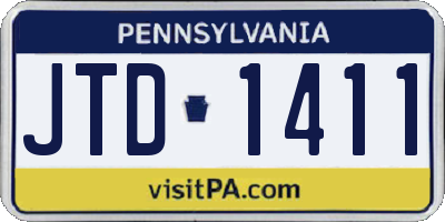 PA license plate JTD1411