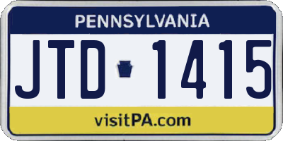 PA license plate JTD1415