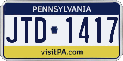 PA license plate JTD1417