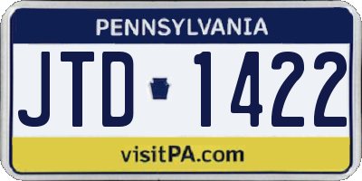 PA license plate JTD1422