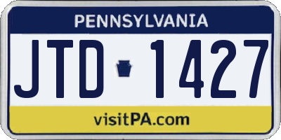 PA license plate JTD1427