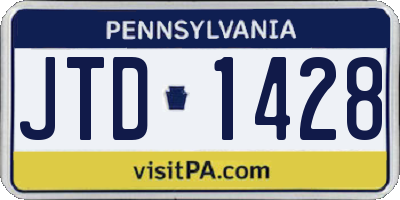 PA license plate JTD1428