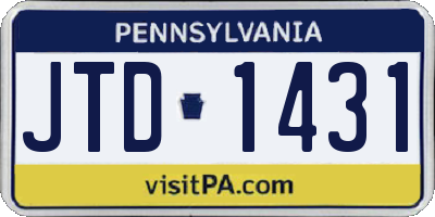 PA license plate JTD1431