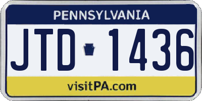 PA license plate JTD1436