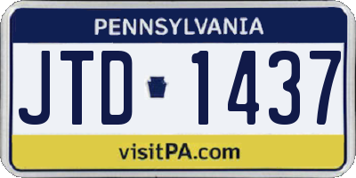 PA license plate JTD1437