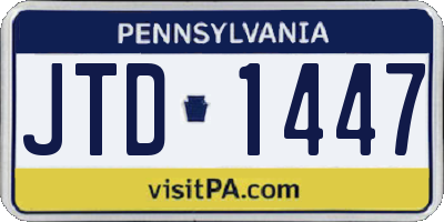 PA license plate JTD1447