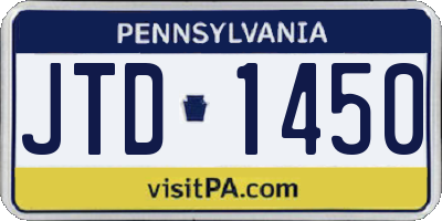 PA license plate JTD1450