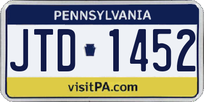 PA license plate JTD1452