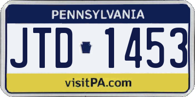 PA license plate JTD1453