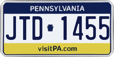 PA license plate JTD1455