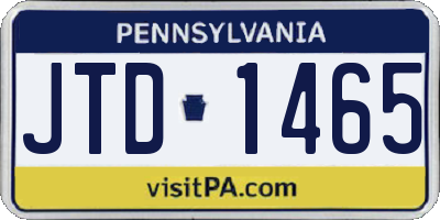 PA license plate JTD1465