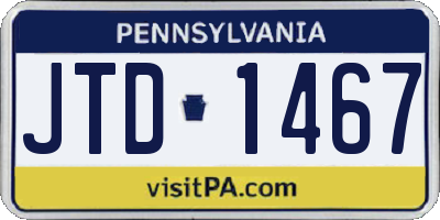 PA license plate JTD1467