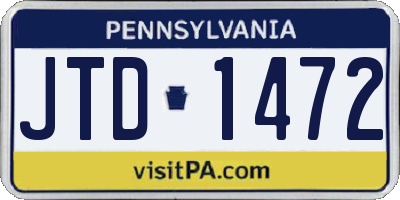 PA license plate JTD1472