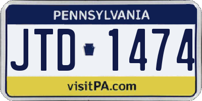PA license plate JTD1474