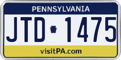 PA license plate JTD1475