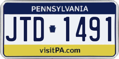 PA license plate JTD1491