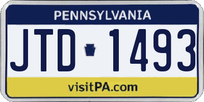 PA license plate JTD1493