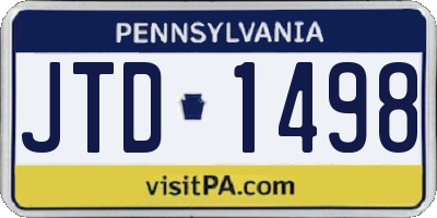 PA license plate JTD1498