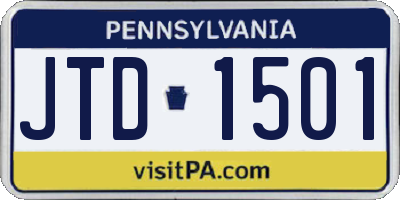 PA license plate JTD1501