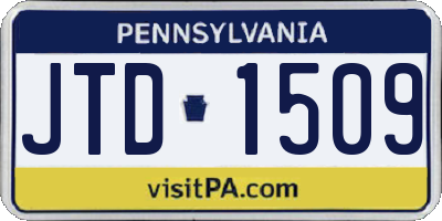 PA license plate JTD1509