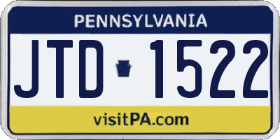 PA license plate JTD1522