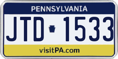 PA license plate JTD1533