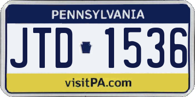 PA license plate JTD1536