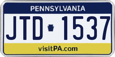 PA license plate JTD1537
