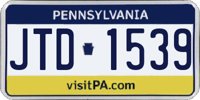 PA license plate JTD1539