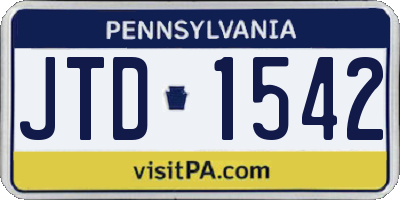 PA license plate JTD1542