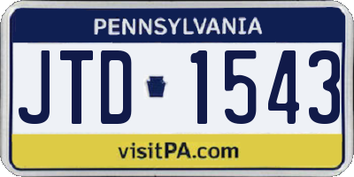 PA license plate JTD1543