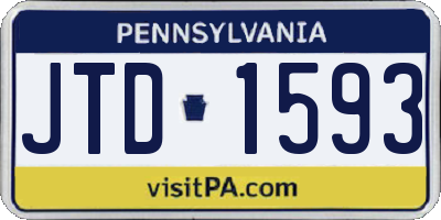 PA license plate JTD1593